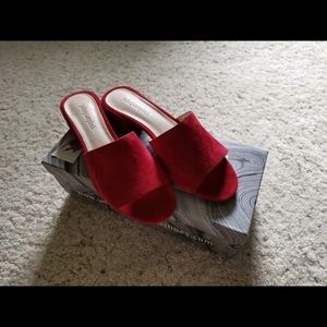 Jeffrey Campbell Red Suede Mules
